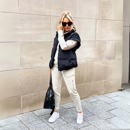 Halwina | Damen Kurzweste mit Stehkragen | Gefüttert & Reißverschluss