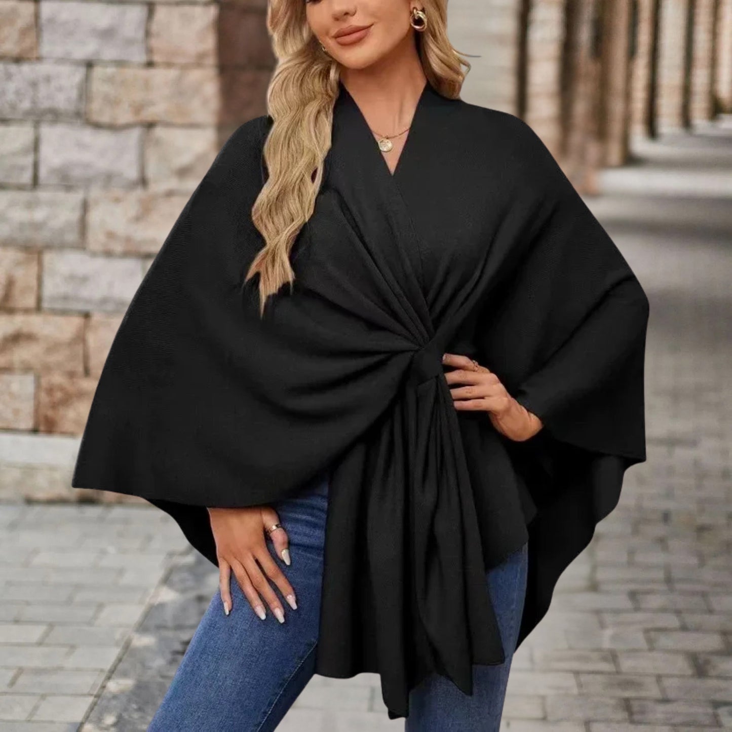 Elegantes Wickel-Poncho-Top Damen | Stilvolle Leichtigkeit & femininer Chic