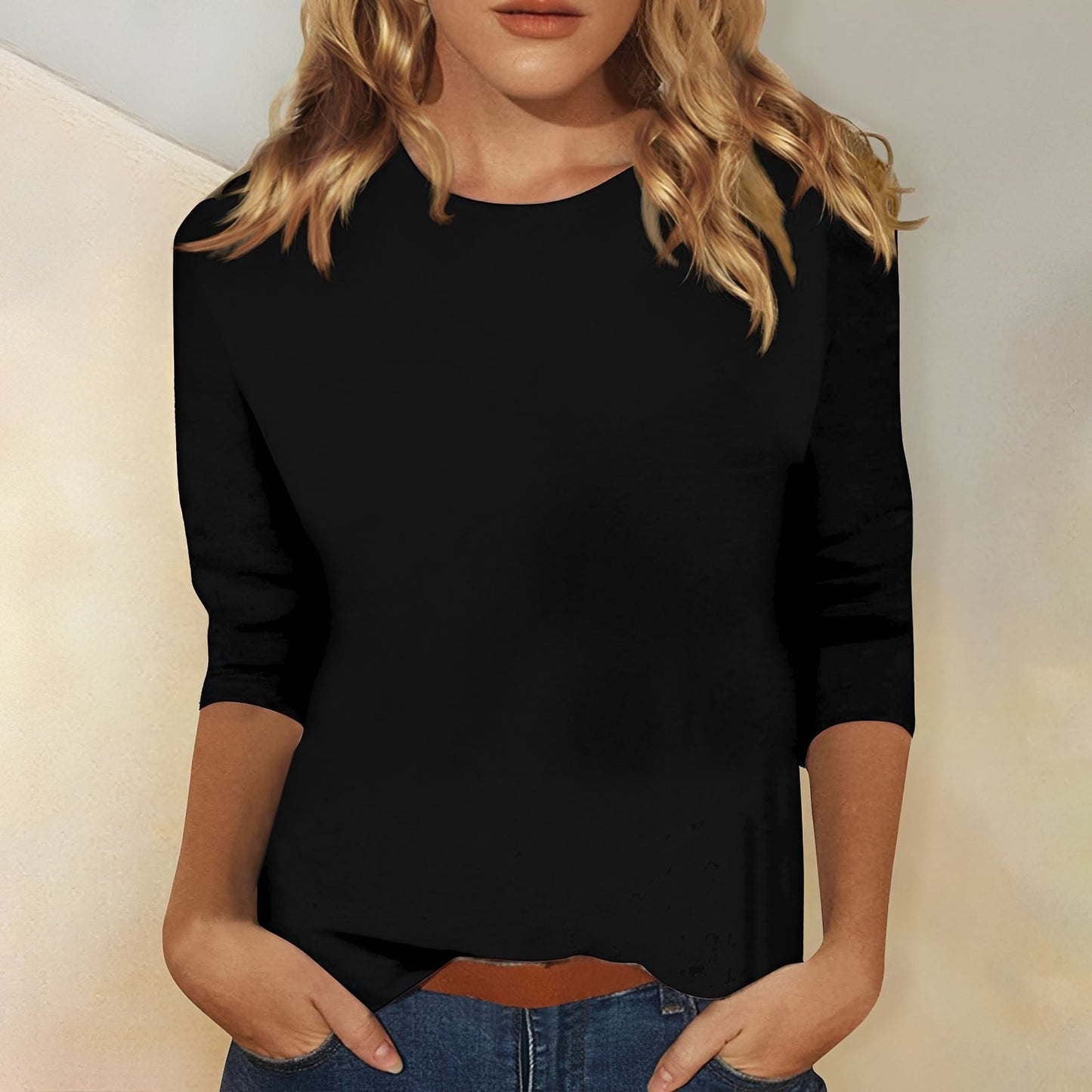 Damen Shirt mit 3/4-Ärmeln – Komfortables Freizeitoberteil für Alltag und entspannte Outfits