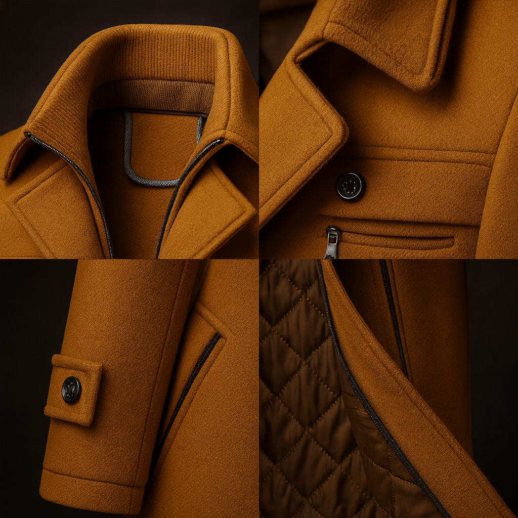Herren Eleganter Wintermantel | Klassischer Business-Mantel mit gesteppter Fütterung