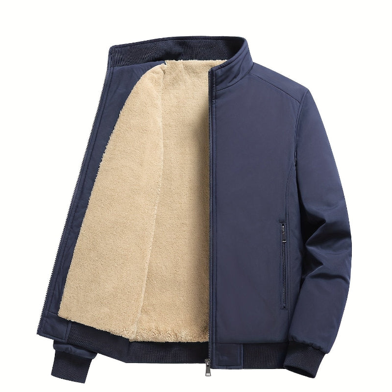 Gabriel | Herren Outdoorjacke mit Fleecefutter | Uni Stehkragen Jacke mit Reißverschluss