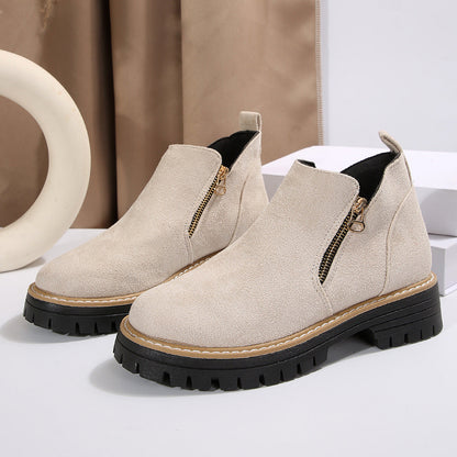 Damen Stiefeletten mit Reißverschluss | Stylische Winter-Boots mit robuster Sohle
