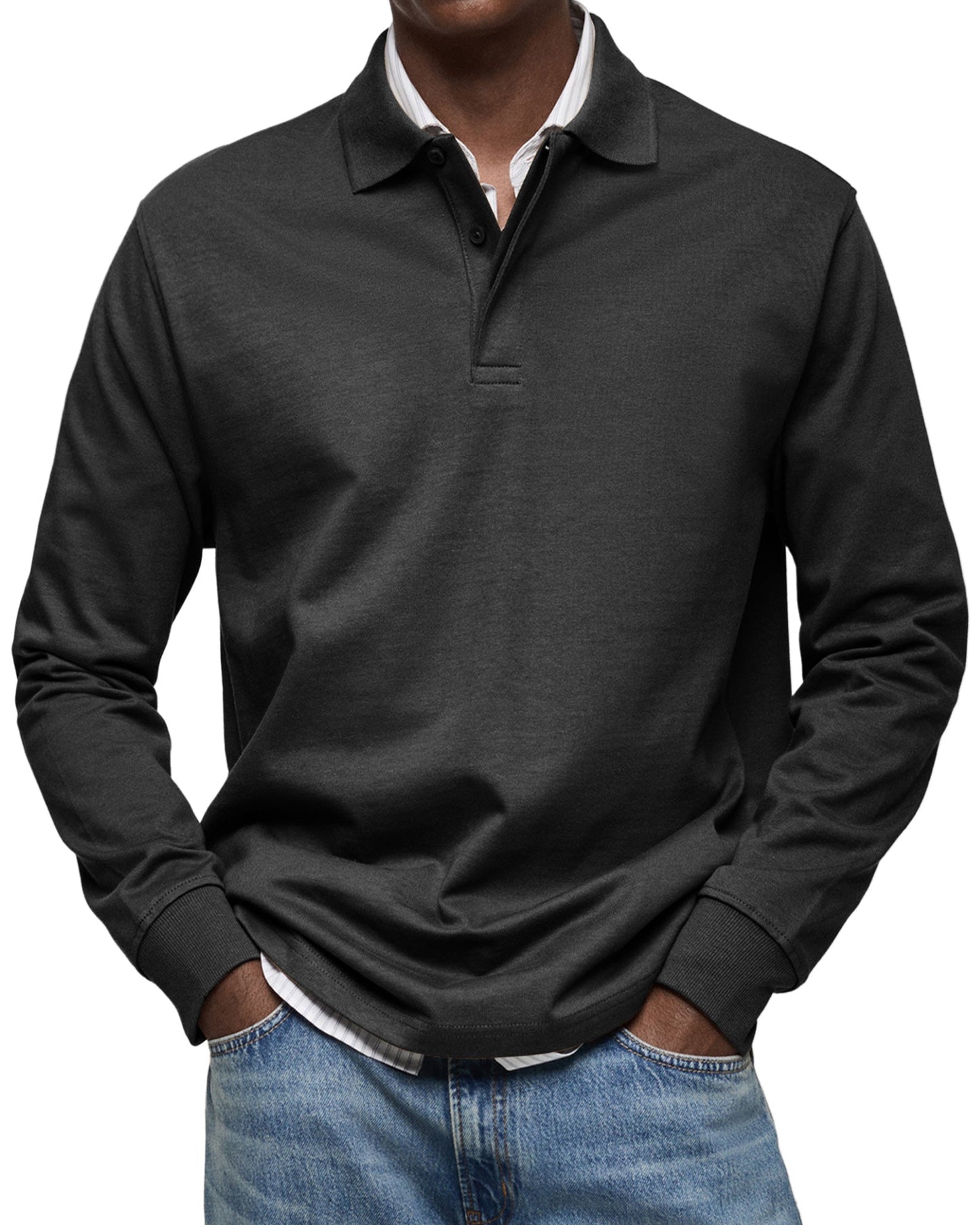 Herren Langarm-Poloshirt mit Knopfleiste – Klassisch, Bequem & Vielseitig
