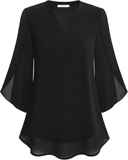 Leichte Bluse mit V-Ausschnitt – Feminin, Luftig & Vielseitig