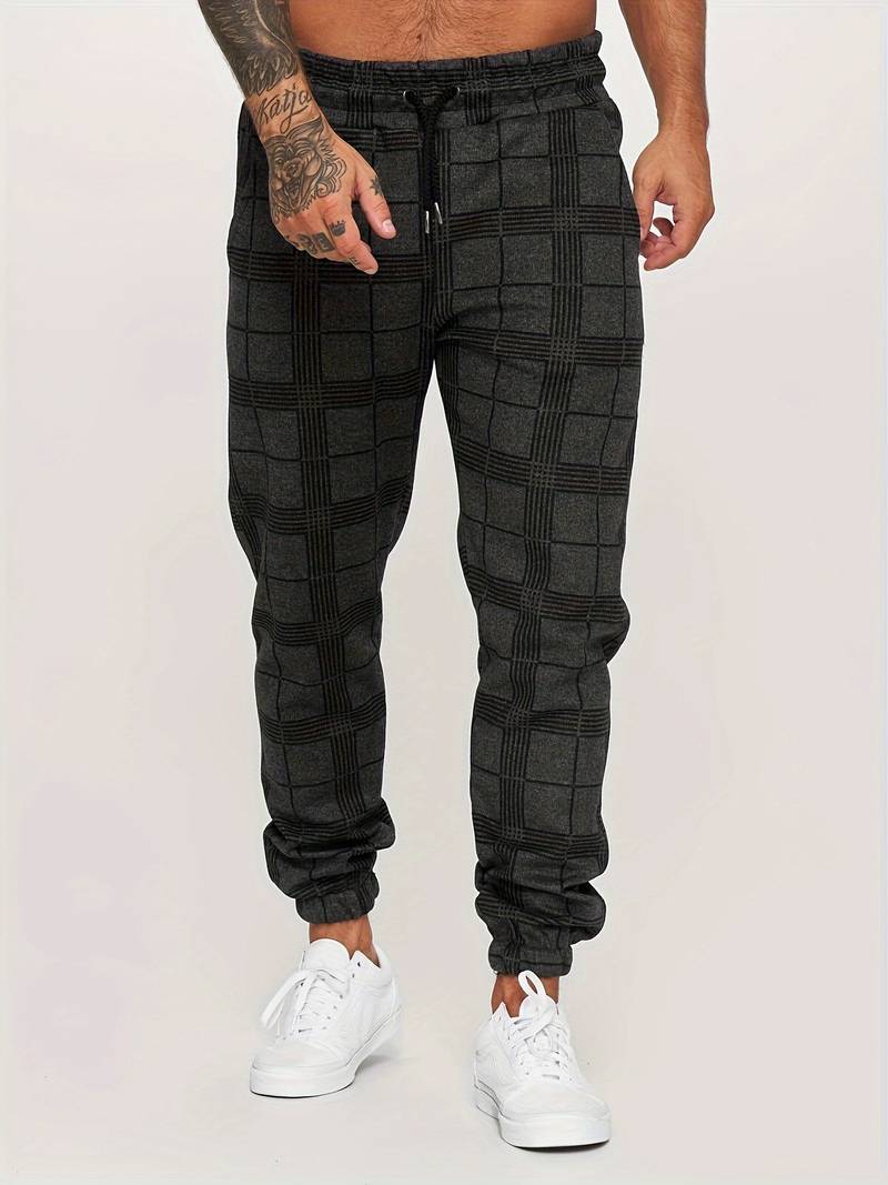 Henry | Herren Jogginghose mit Karomuster | Bequeme Freizeithose mit Kordelzug