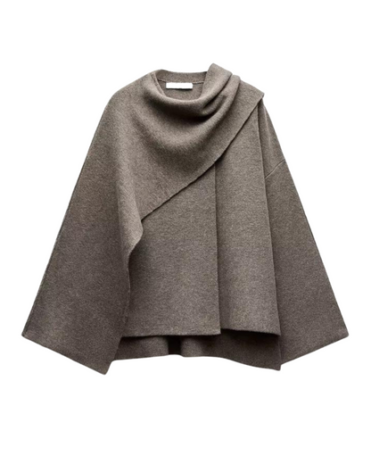 Ameliora | Damen Poncho Asymmetrisch aus Wolle, Eleganter Winter-Poncho für Wärme & Stil
