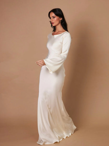 Elegantes Damen Abendkleid Maxikleid Figurbetont | Lange Ärmel & Luxuriöser Look