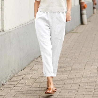 Damen Leinen-Baumwollhose – Weite Sommerhose mit Komfort & Stil