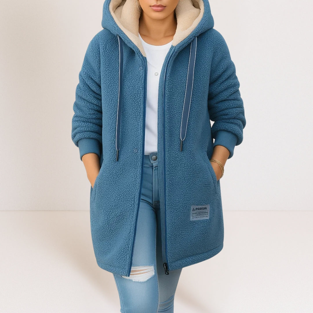 Fleece Damenjacke mit Kapuze | Warme, Lässige Freizeitjacke