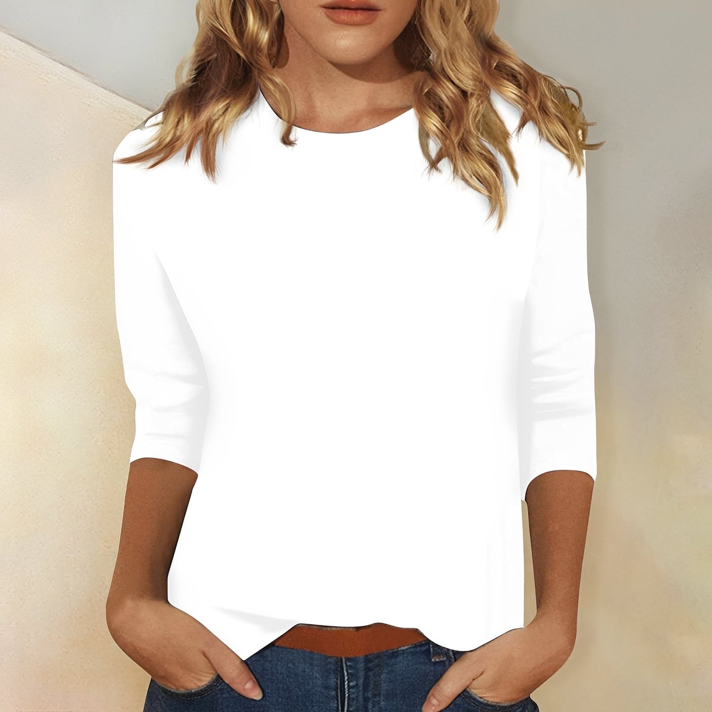 Damen Shirt mit 3/4-Ärmeln – Komfortables Freizeitoberteil für Alltag und entspannte Outfits