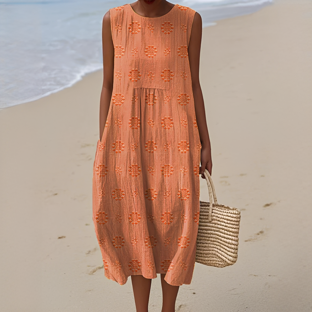 Damen ärmelloses Sommerkleid mit Taschen – Luftiges Kleid für Alltag, Urlaub und warme Tage