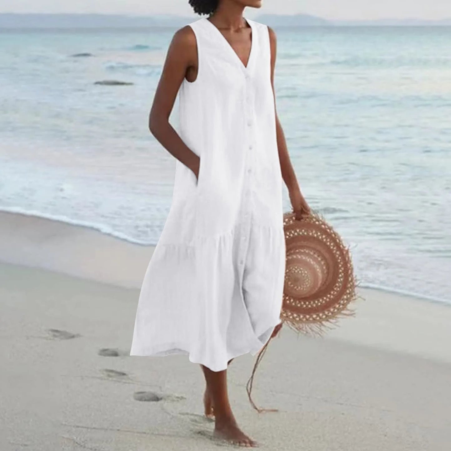 Damen Sommer-Top mit V-Ausschnitt – Elegant, Ärmellos & Vielseitig