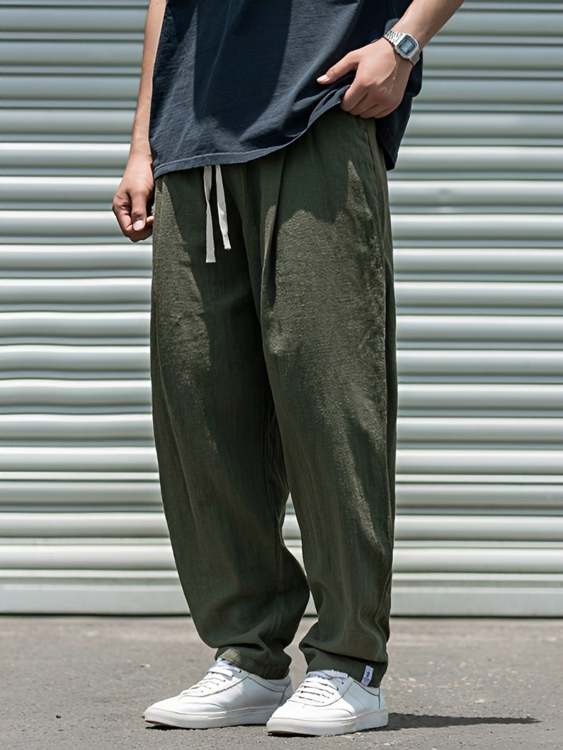 Herren Hose mit weitem, geradem Bein – Leichte Freizeithose für Alltag, Urlaub und entspannte Looks
