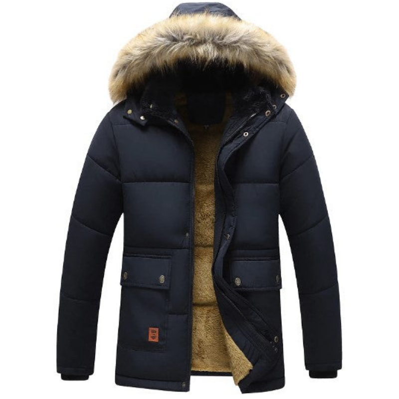 Dexter | Herren Winterparka warm gefüttert mit abnehmbarer Fellkapuze | Elegante Winterjacke gefüttert