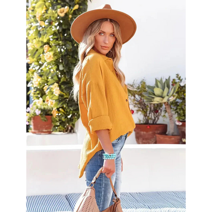 Alifair | Damen Bluse in Unifarbe mit Knopfleiste & Hemdkragen – Elegante Langarmbluse mit Brusttasche für Büro & Freizeit