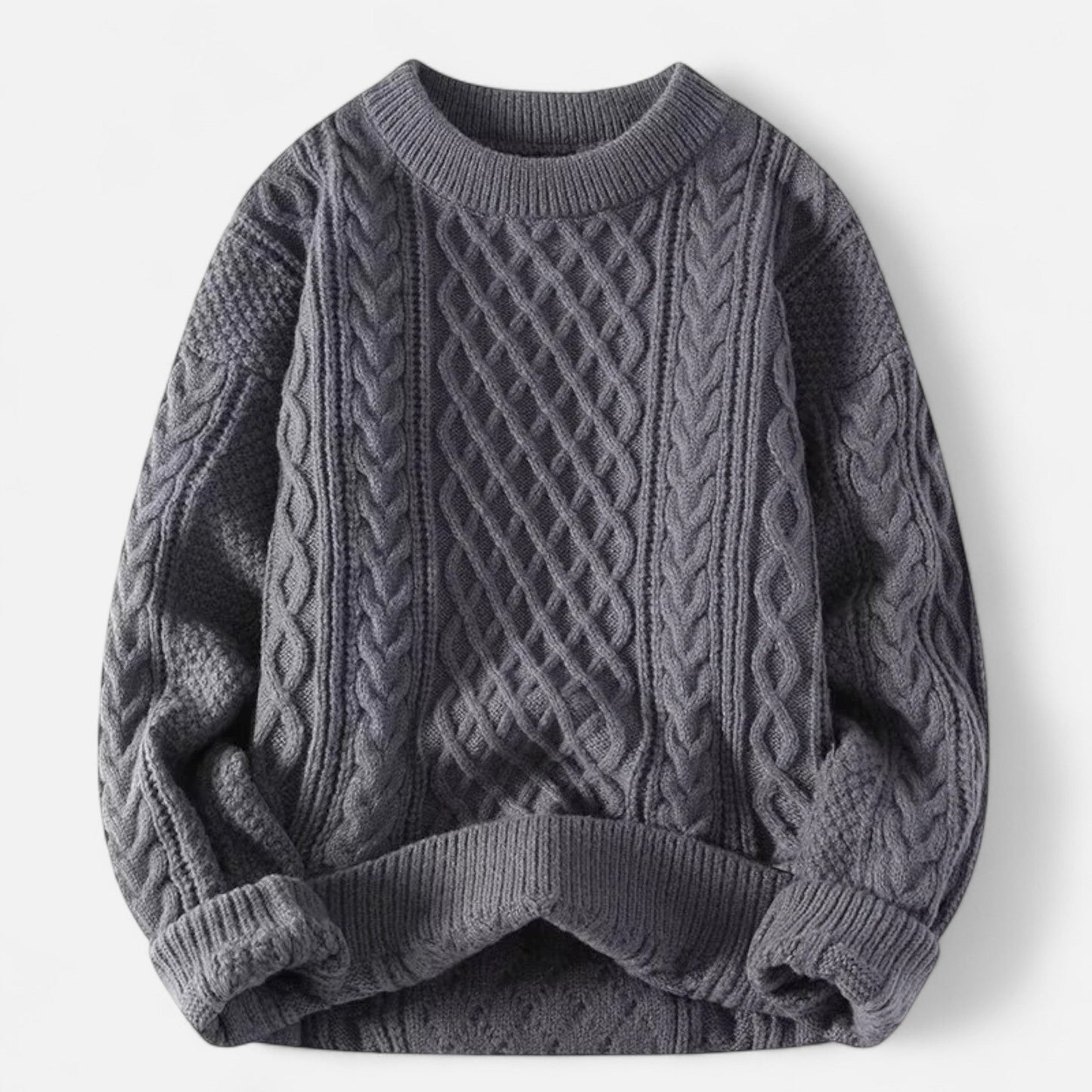 Herren Knit-Pullover mit Strukturiertem Zopfmuster – Klassisch, Warm & Vielseitig für Alltag & Office