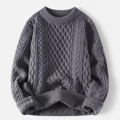 Herren Knit-Pullover mit Strukturiertem Zopfmuster – Klassisch, Warm & Vielseitig für Alltag & Office