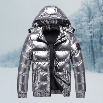 Mason | Herren Winterjacke Wasserdicht Gepolstert, Glänzende Steppjacke mit Kapuze