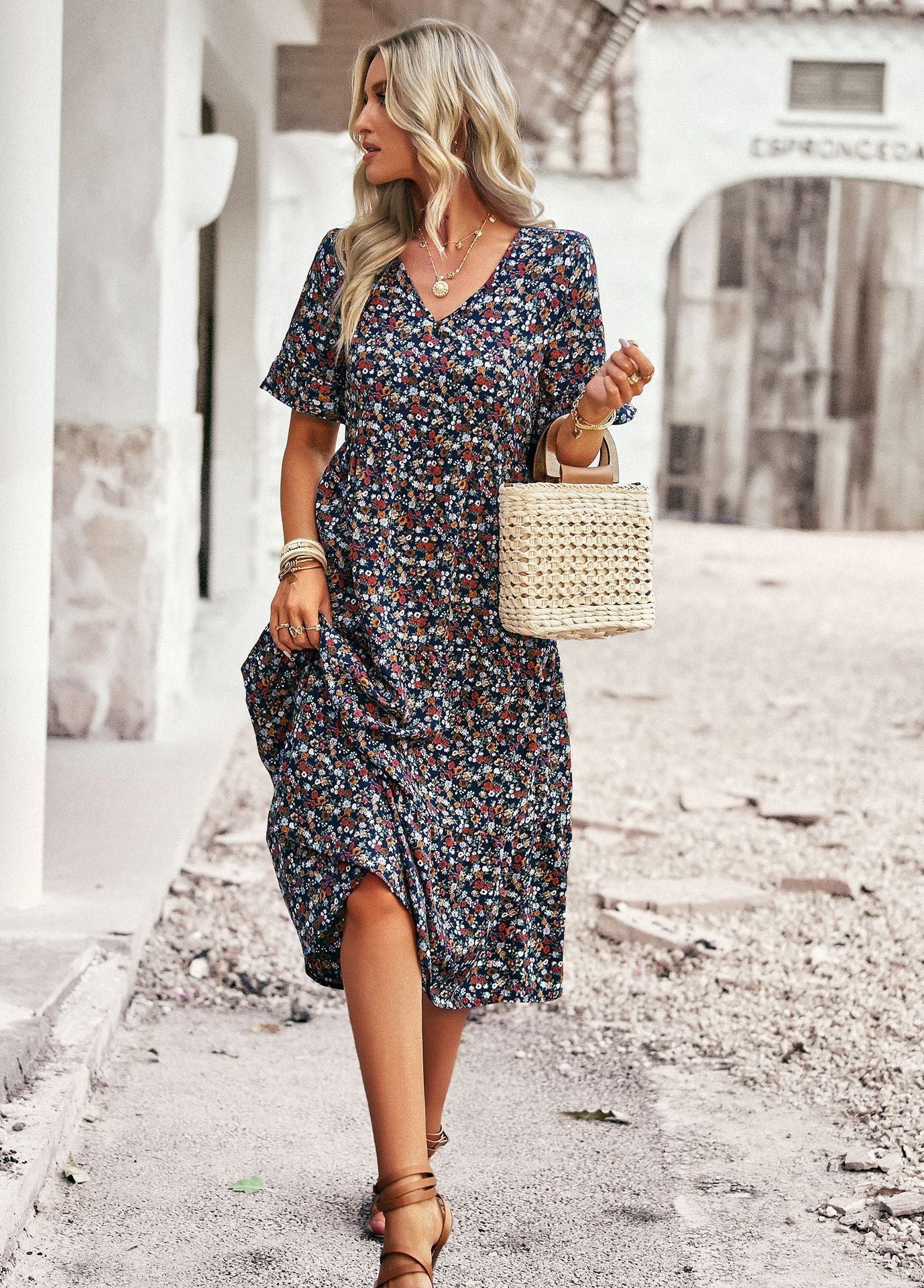 Damen Midikleid – Florales Kleid mit bequemer Passform