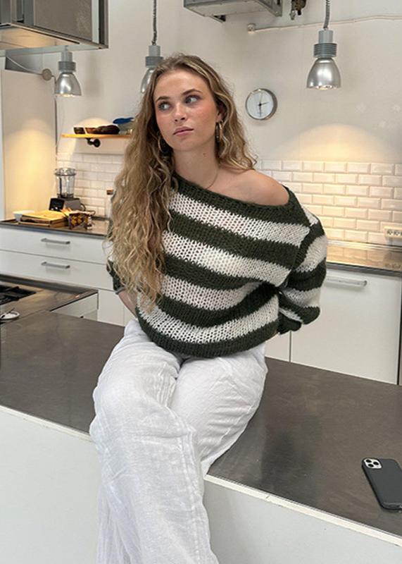 Damen Oversize Pullover mit Streifenmuster – Lässig, Komfortabel & Trendig