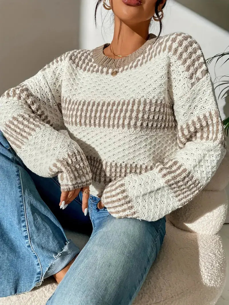 Damen Strickpullover mit Struktur & Rundhalsausschnitt | Warm, Stylisch & Vielseitig