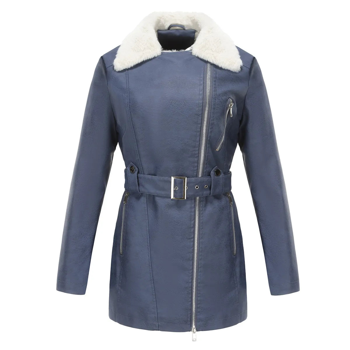 Damen Lammfelljacke Winter | Stylischer Biker-Look mit Kuschelfutter