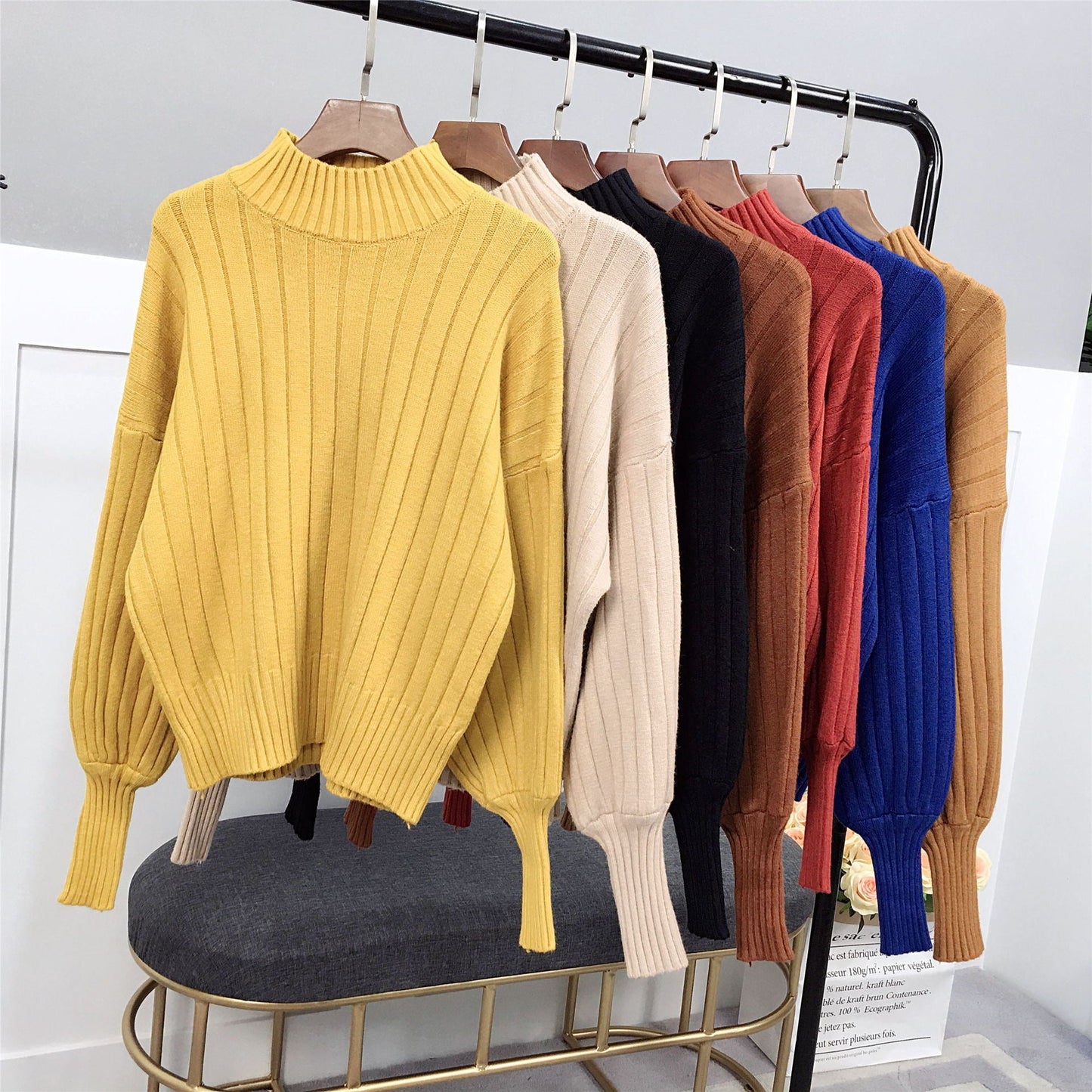 HighCollar Strickpullover Damen | Hoher Kragen & Lässiger Schnitt | Warmer Alltagspullover