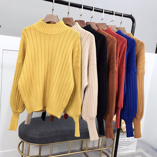 HighCollar Strickpullover Damen | Hoher Kragen & Lässiger Schnitt | Warmer Alltagspullover