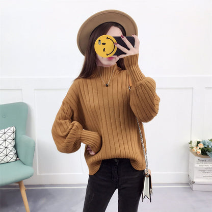 HighCollar Strickpullover Damen | Hoher Kragen & Lässiger Schnitt | Warmer Alltagspullover