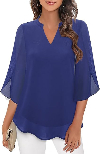 Leichte Bluse mit V-Ausschnitt – Feminin, Luftig & Vielseitig