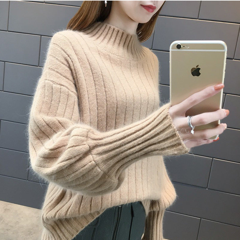 HighCollar Strickpullover Damen | Hoher Kragen & Lässiger Schnitt | Warmer Alltagspullover