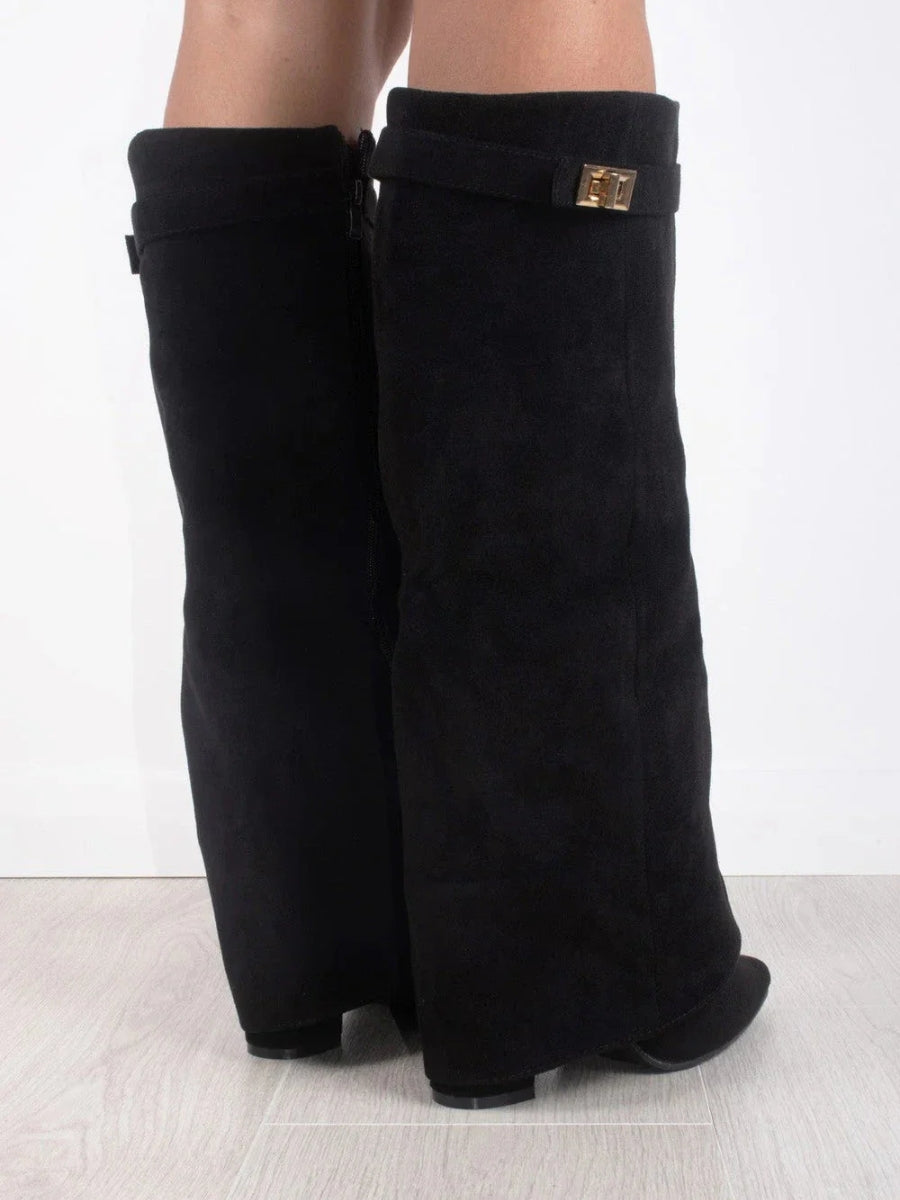 Damen Kniehohe Stiefel | Weiter Schaft & Stabiler Blockabsatz für Elegante Silhouette