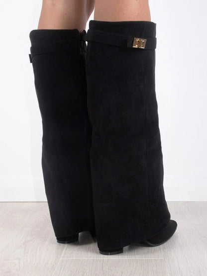Damen Kniehohe Stiefel | Weiter Schaft & Stabiler Blockabsatz für Elegante Silhouette