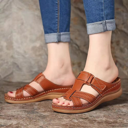 Sofibra | Damen Sommer-Sandalen mit Klettverschluss, Offener Zehenpartie & Robuster Plateausohle – Bequemer Freizeitstil