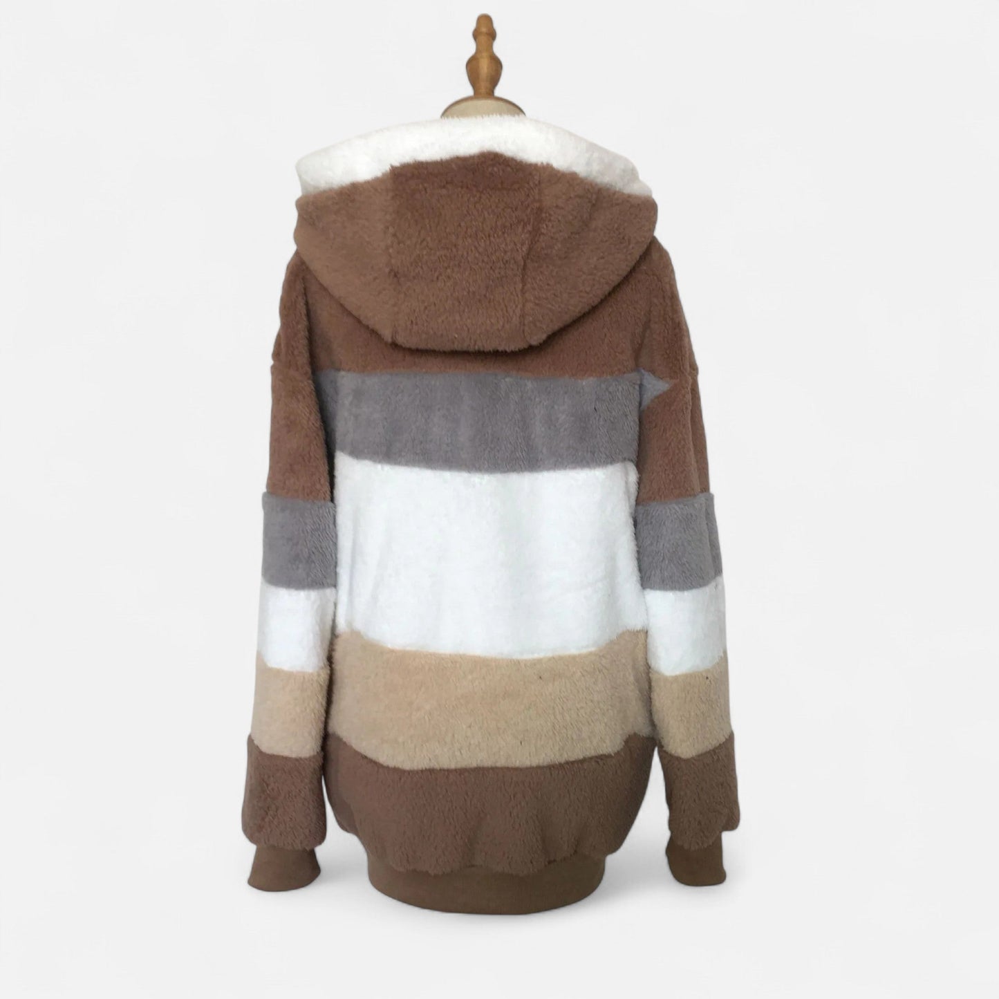 Triswina | Damen Oversized Jacke mit Kapuze – Gestreifte Herbst/Winter Eleganz