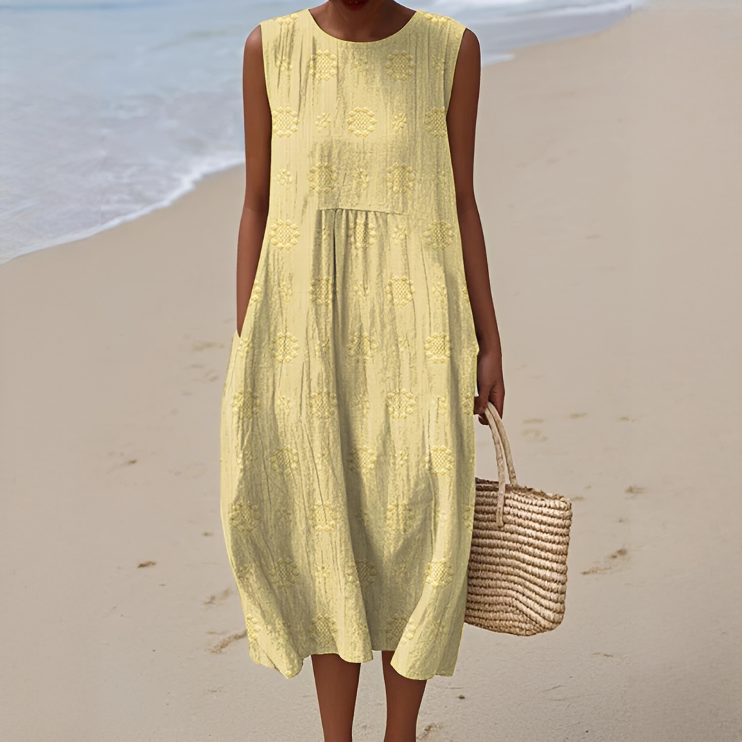 Damen ärmelloses Sommerkleid mit Taschen – Luftiges Kleid für Alltag, Urlaub und warme Tage