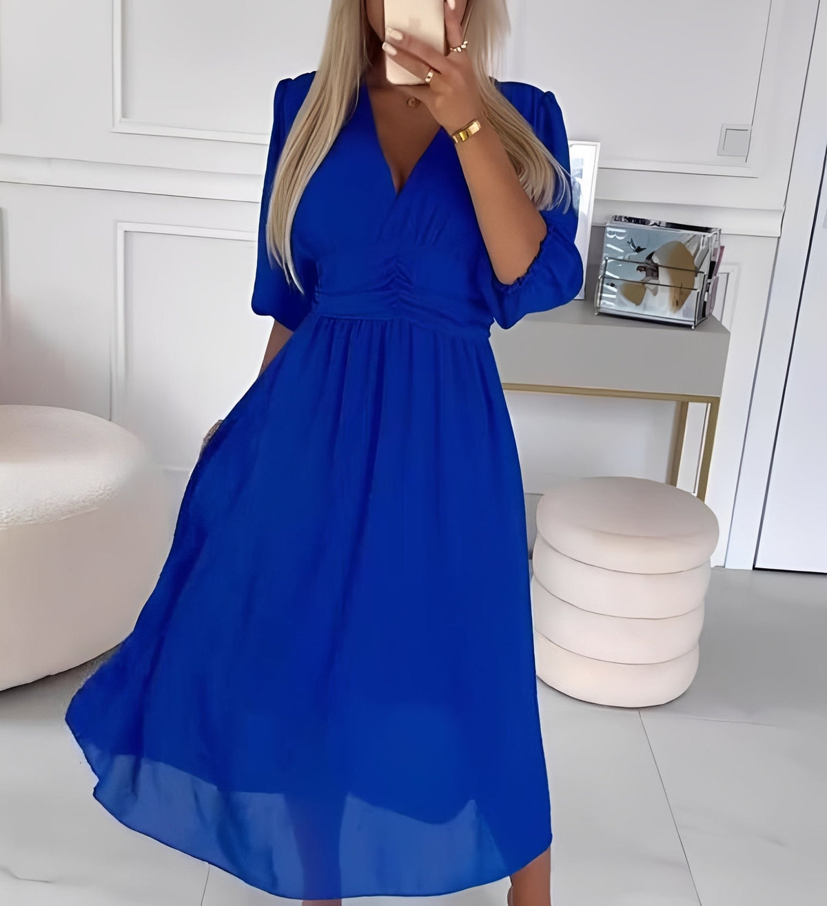 Damen Kleid – Elegantes Kleid mit Ellbogenärmeln für stilvolle Looks