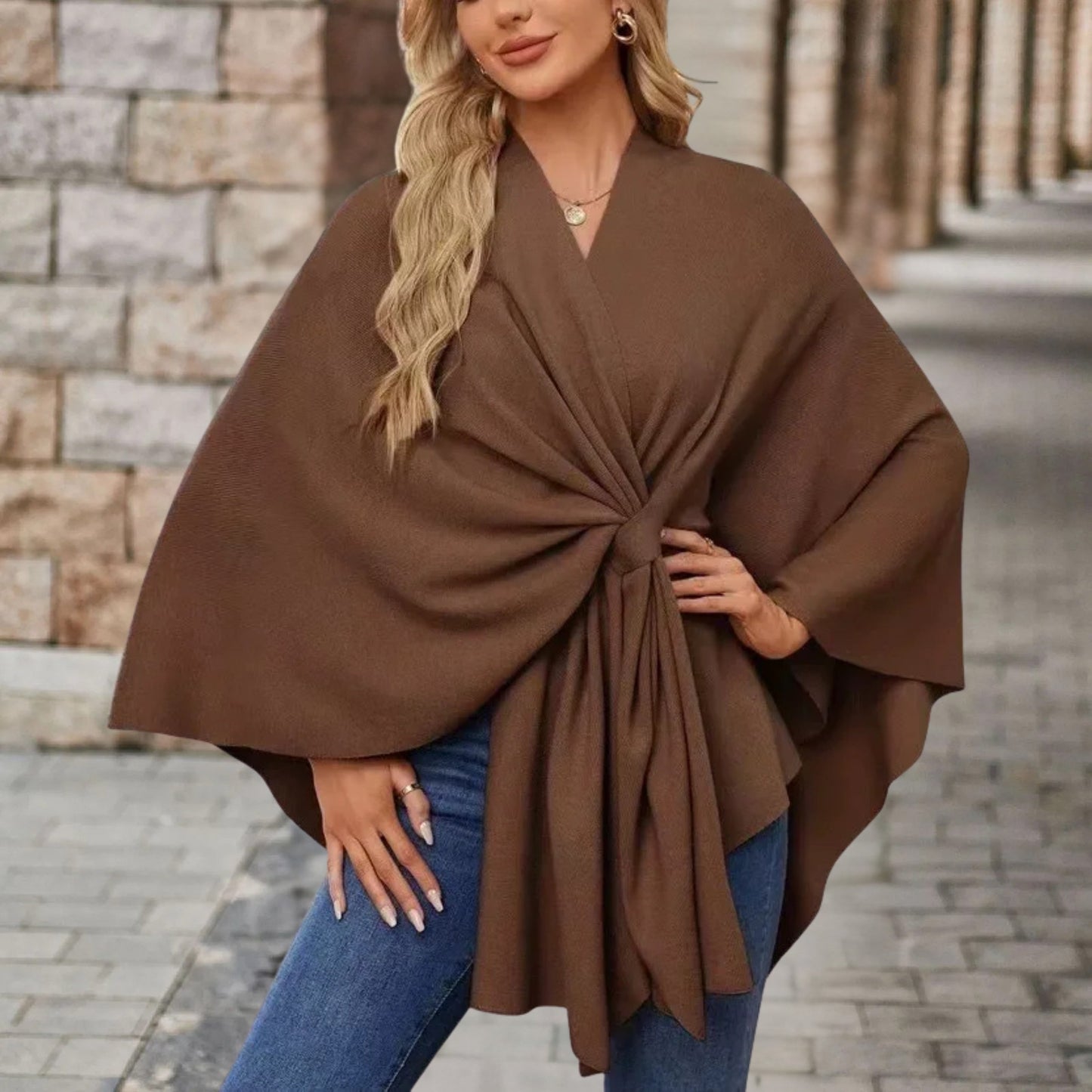 Elegantes Wickel-Poncho-Top Damen | Stilvolle Leichtigkeit & femininer Chic