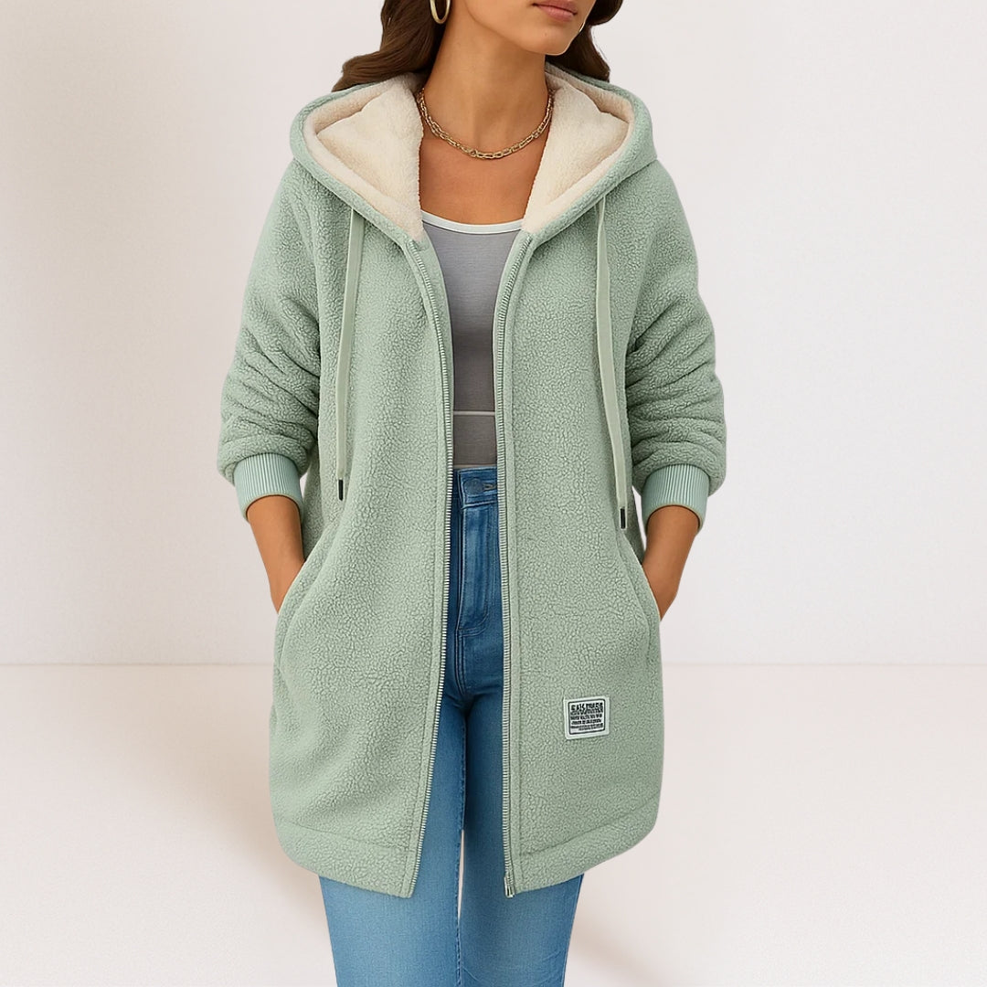 Fleece Damenjacke mit Kapuze | Warme, Lässige Freizeitjacke