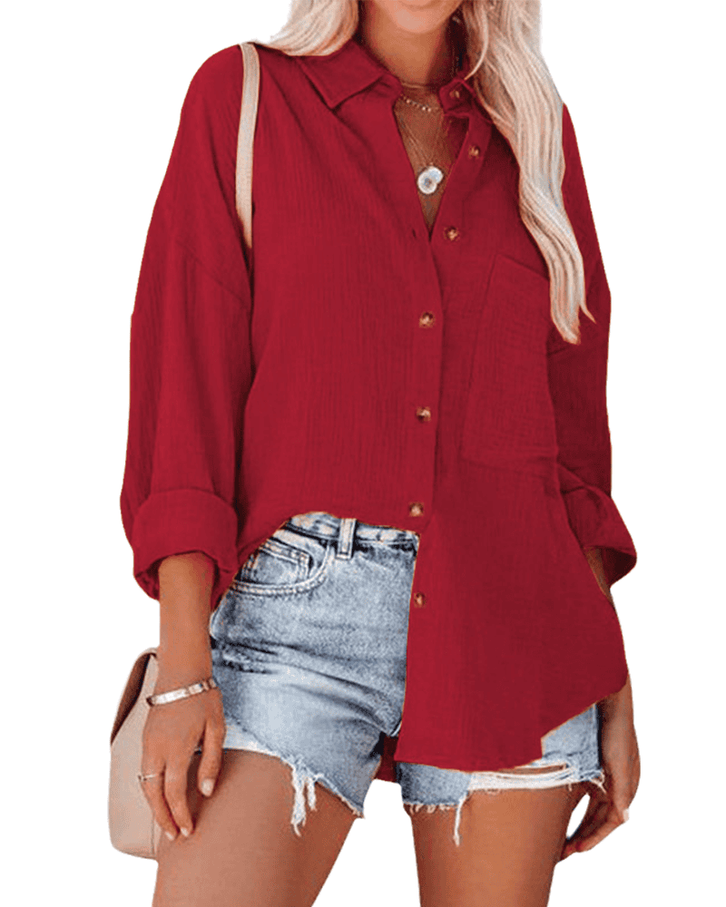 Hennalore | Locker geschnittene Bluse mit Reverskragen & Brusttasche