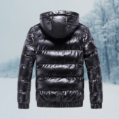 Mason | Herren Winterjacke Wasserdicht Gepolstert, Glänzende Steppjacke mit Kapuze
