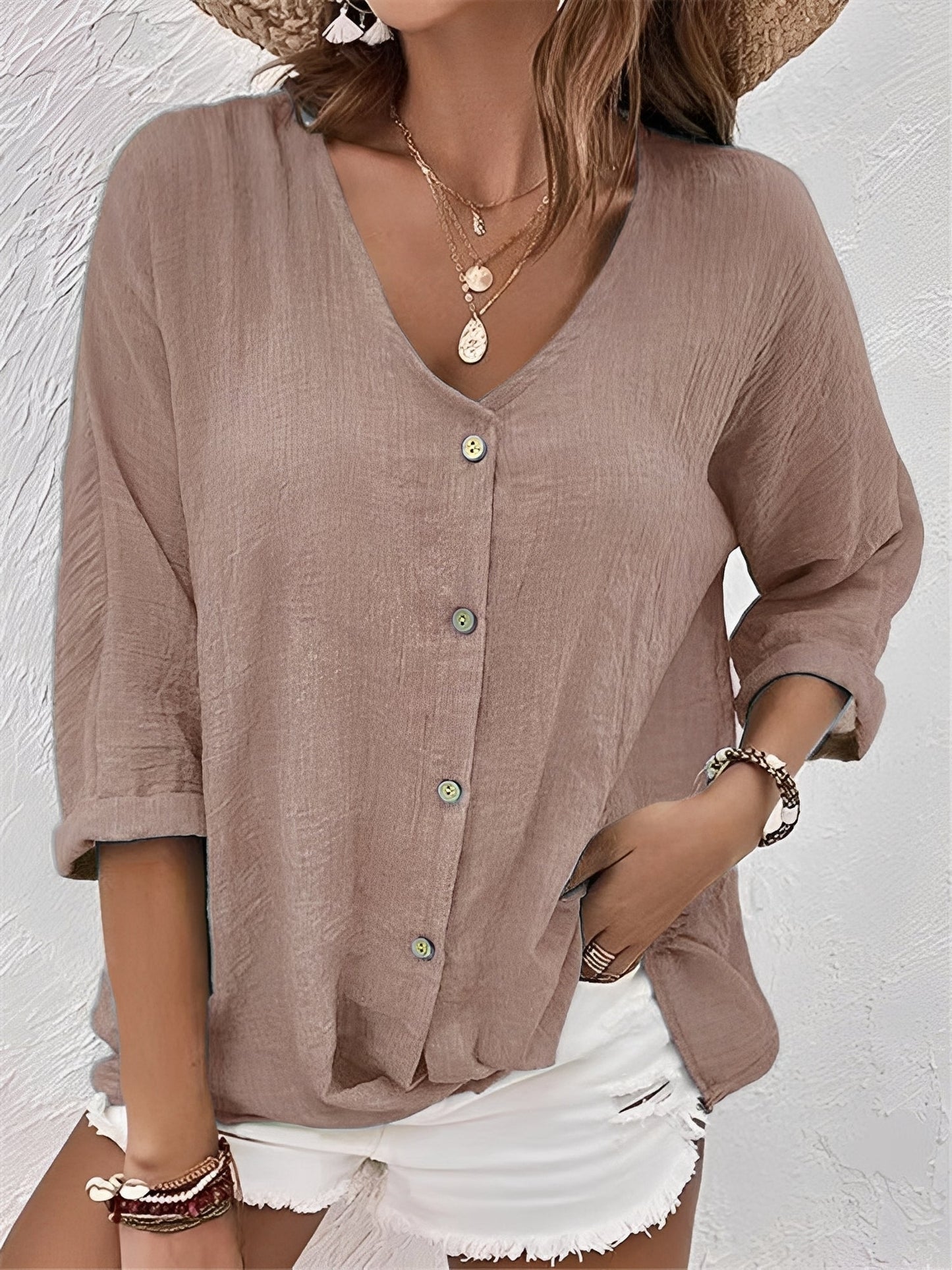 Damen Shirt mit V-Ausschnitt – Komfortables Freizeitoberteil für Alltag, Büro und vielseitige Outfits