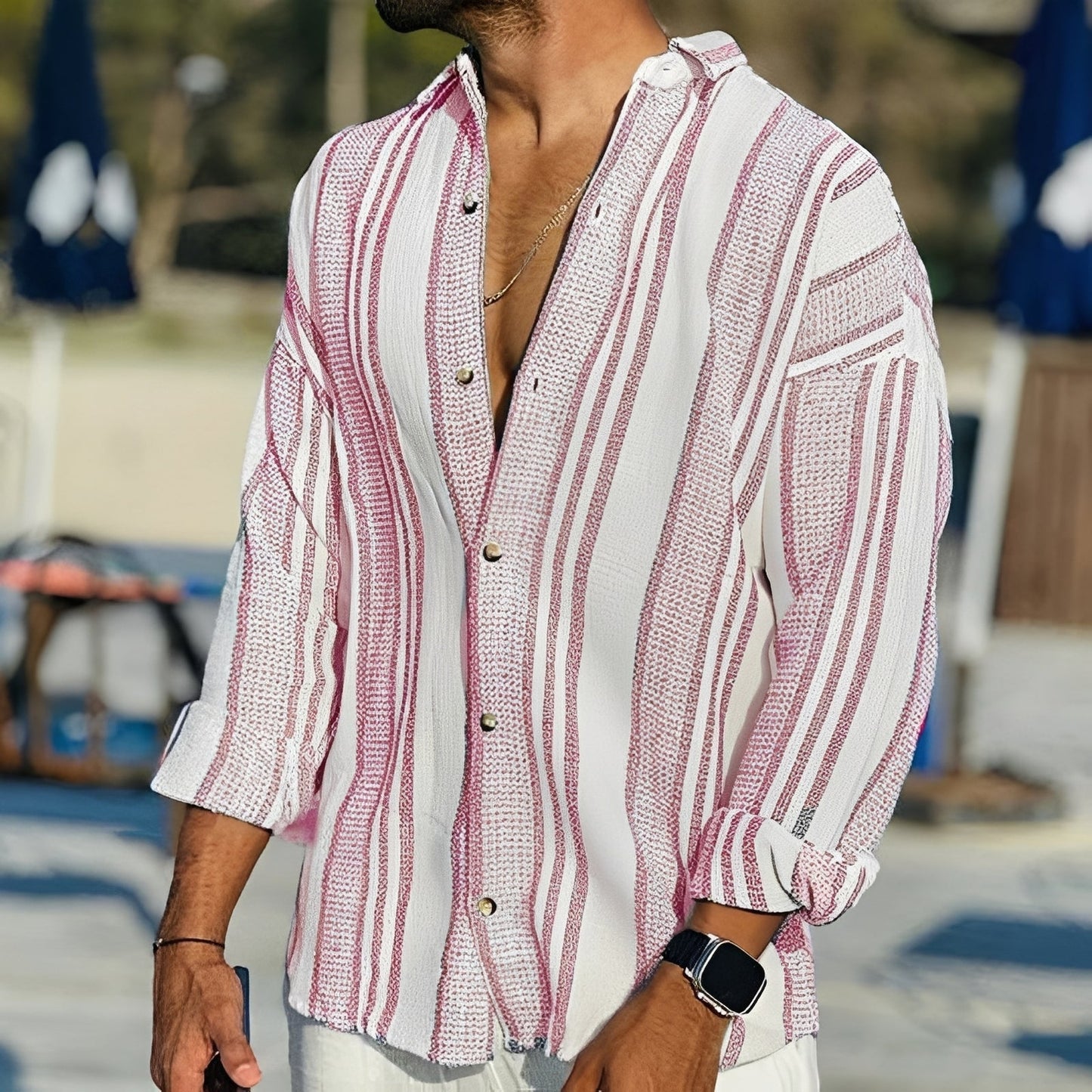 Herren gestreiftes Hemd – Lockeres Freizeithemd für Alltag, Büro und vielseitige Looks
