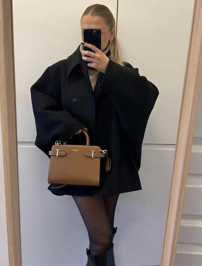 Damen Oversize Wolljacke mit weitem Ärmel | Stylischer Winter-Layer für City & Alltag