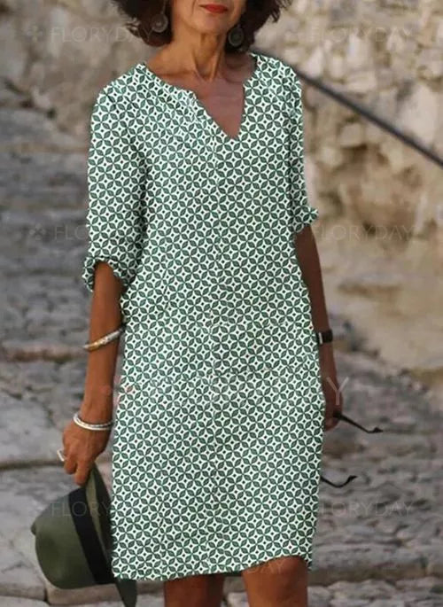Leichtes Sommerkleid mit Allover-Muster – Zeitlos, Komfortabel & Vielseitig