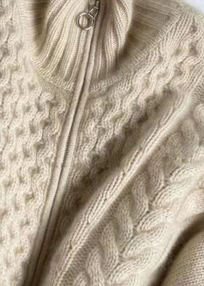 Damen Strickjacke mit hohem Kragen & Reißverschluss | Warme und stylische Alltagsjacke