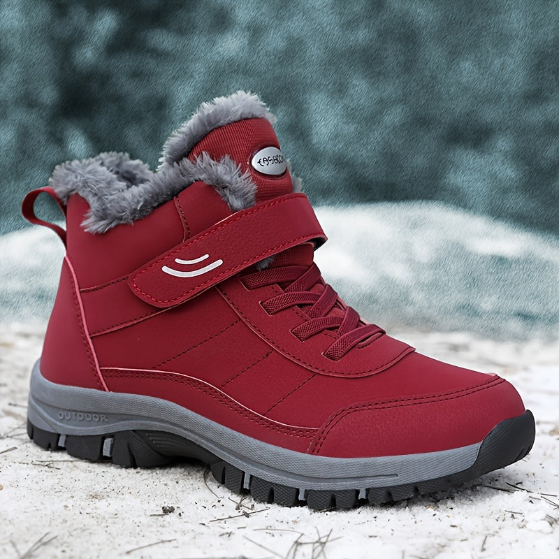 Claribella | Unisex Winterstiefel Knöchelhoch mit Klett- & Schnürverschluss, Warm Gefüttert