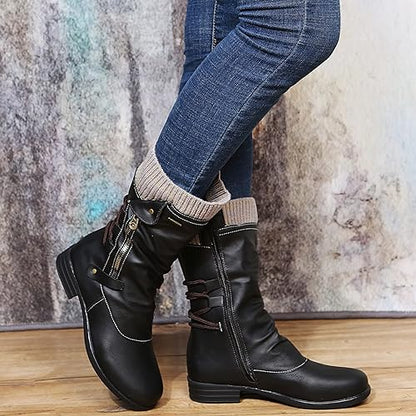 Sadelisse | Damen Winterstiefel mit Seitlichem Reißverschluss – Stilvolle, Warme Stiefel für Kalte Tage