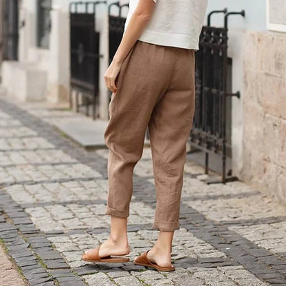 Damen Leinen-Baumwollhose – Weite Sommerhose mit Komfort & Stil