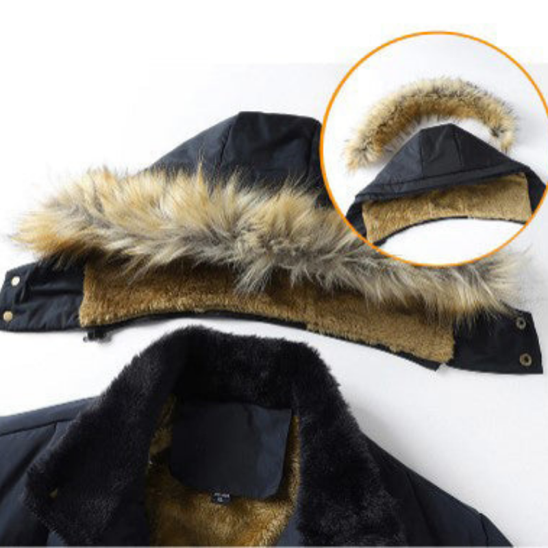 Dexter | Herren Winterparka warm gefüttert mit abnehmbarer Fellkapuze | Elegante Winterjacke gefüttert